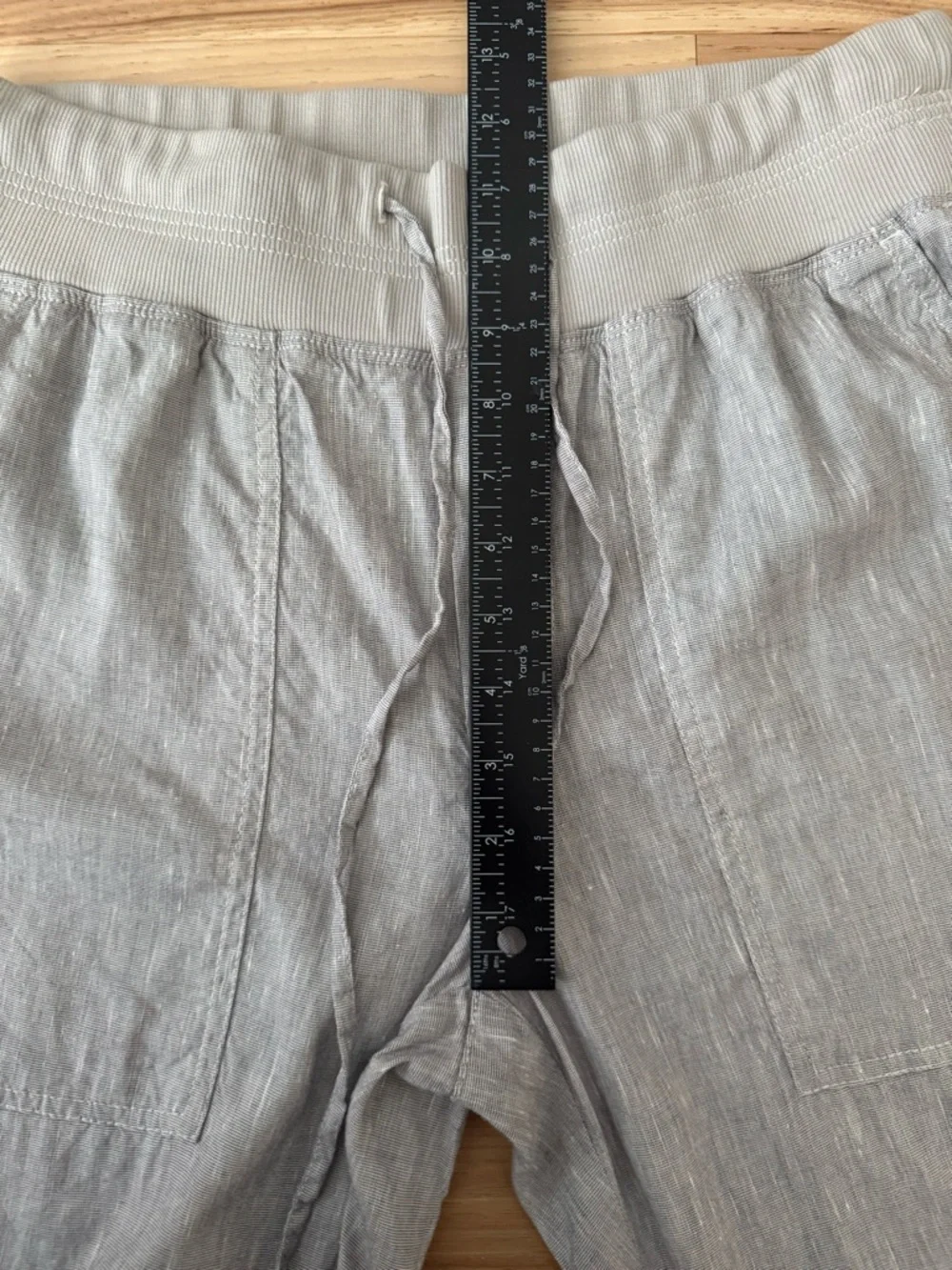 Lou & Grey for Loft Pants Womens Medium Gray Linen Blend Casual Elastic Pull On